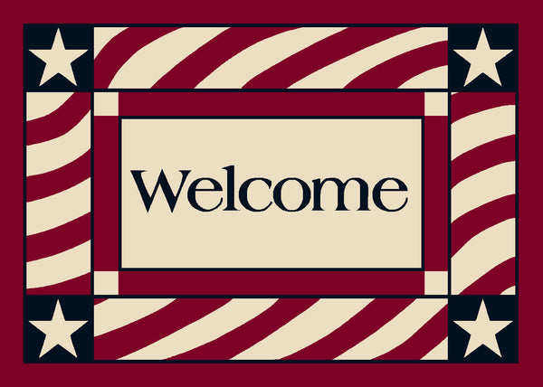Seasonal Patriotic Welcome Rug