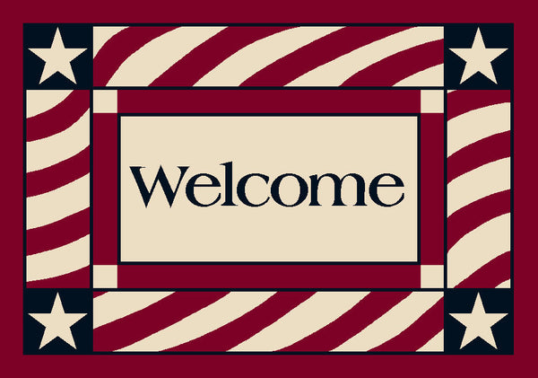 Seasonal Patriotic Welcome Rug