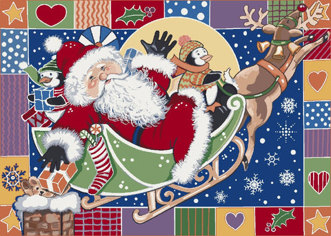 Holiday Patchwork Santa Rug